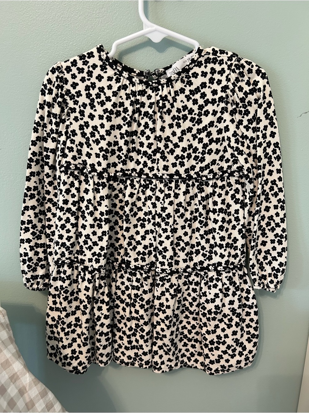 Zara Black and White Floral Tiered Dress